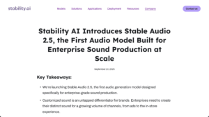 Stability AI、エンタープライズ向け音声生成AI「Stable Audio 2.5」をリリース