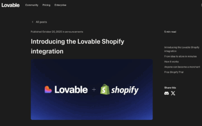 LovableがShopifyとのインテグレーションを発表　AIとの会話だけで本格ECサイトが数分で完成