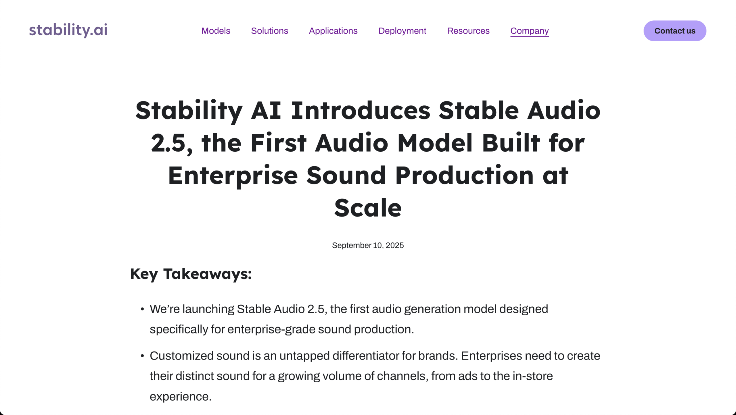 Stability AI、エンタープライズ向け音声生成AI「Stable Audio 2.5」をリリース