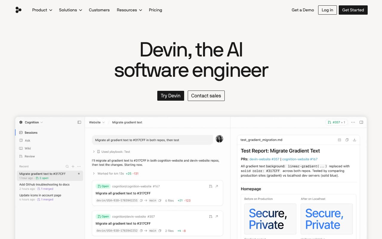 Devin official website