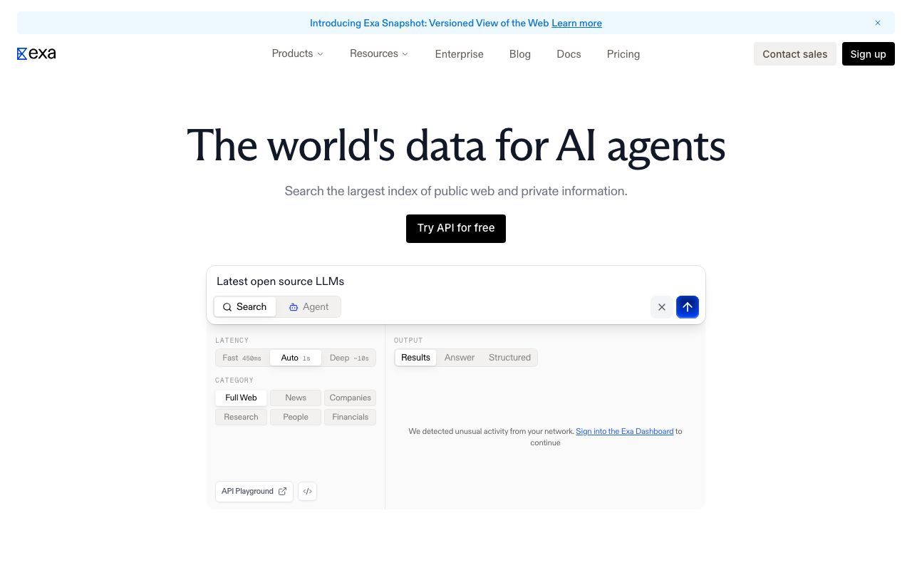 Exa official website
