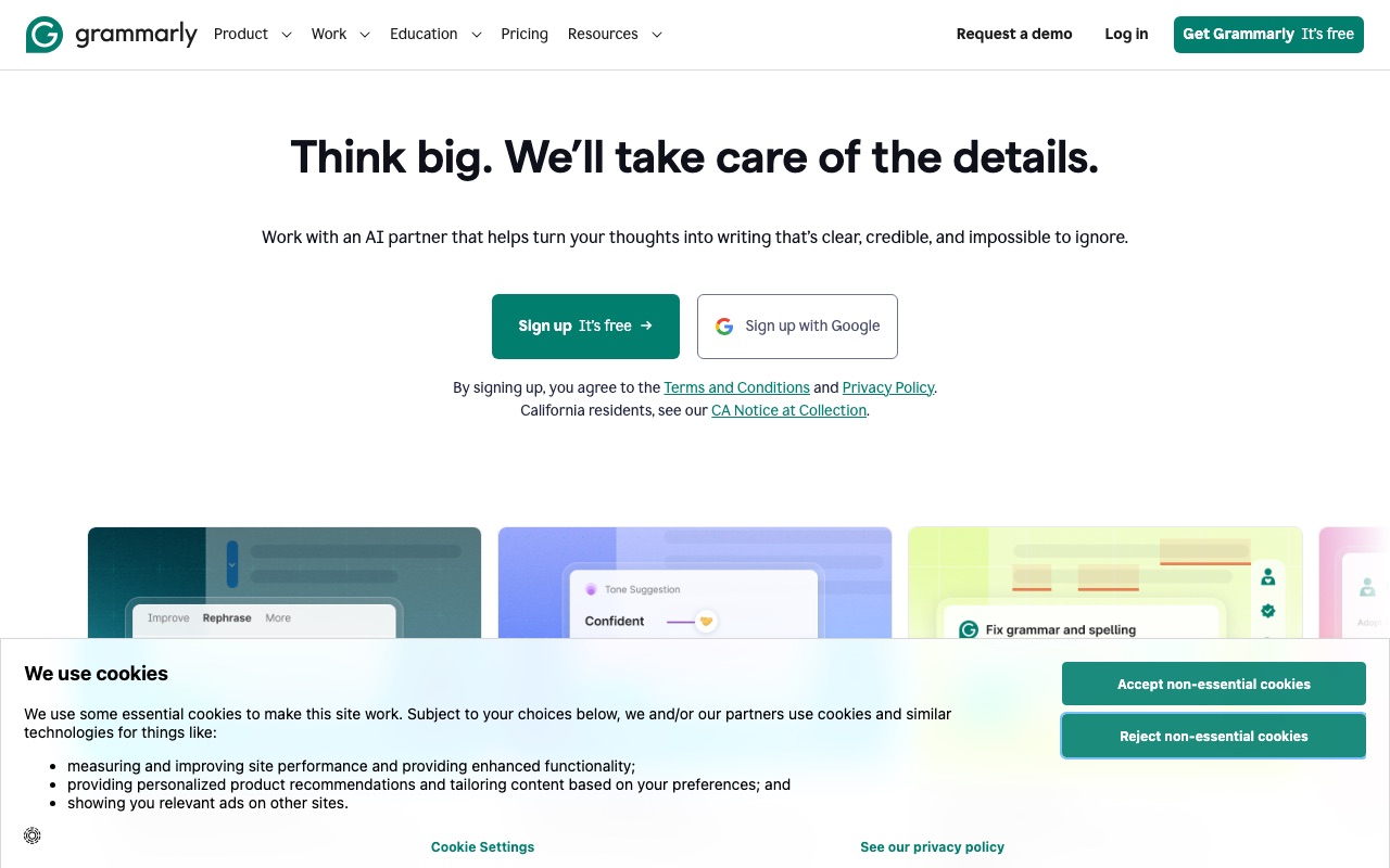Grammarlyの公式サイト