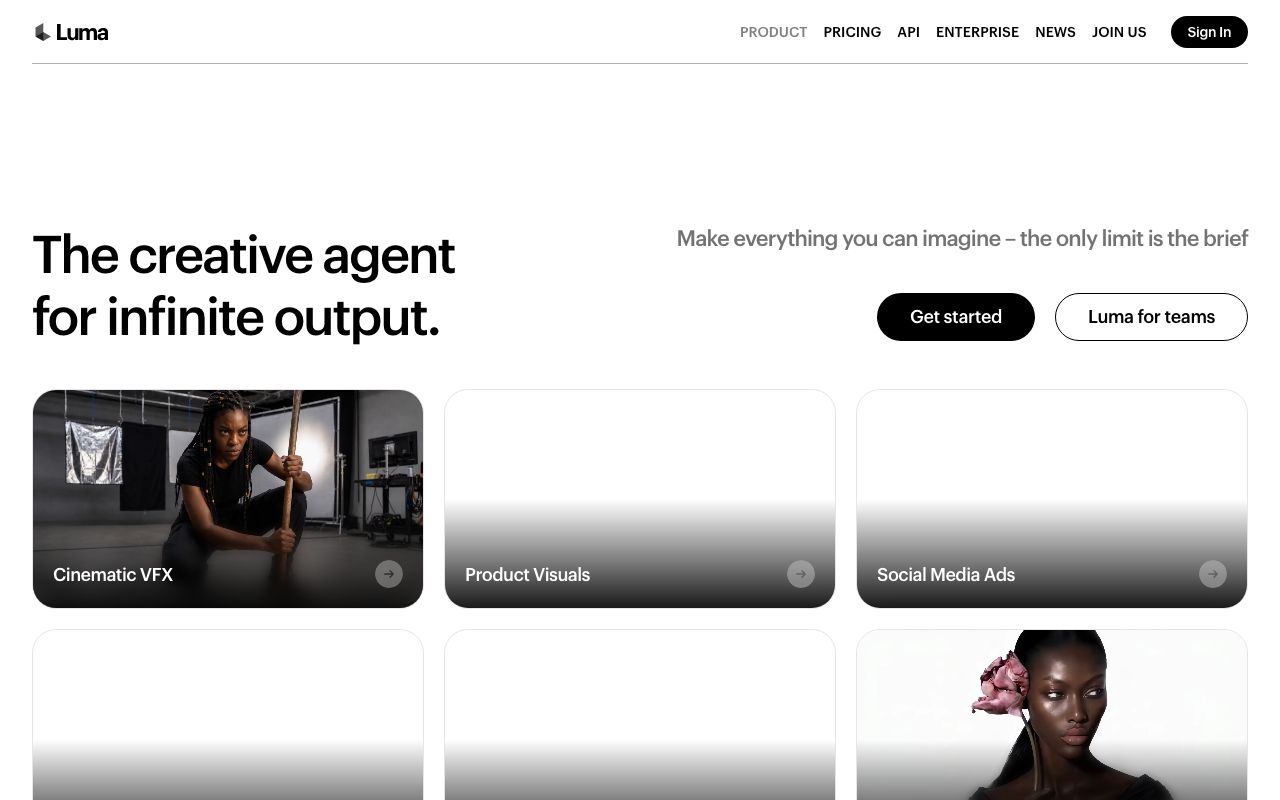 Luma Dream Machineの公式サイト