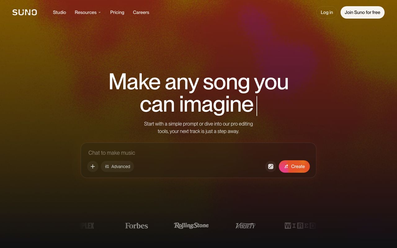 Sunoの公式サイト