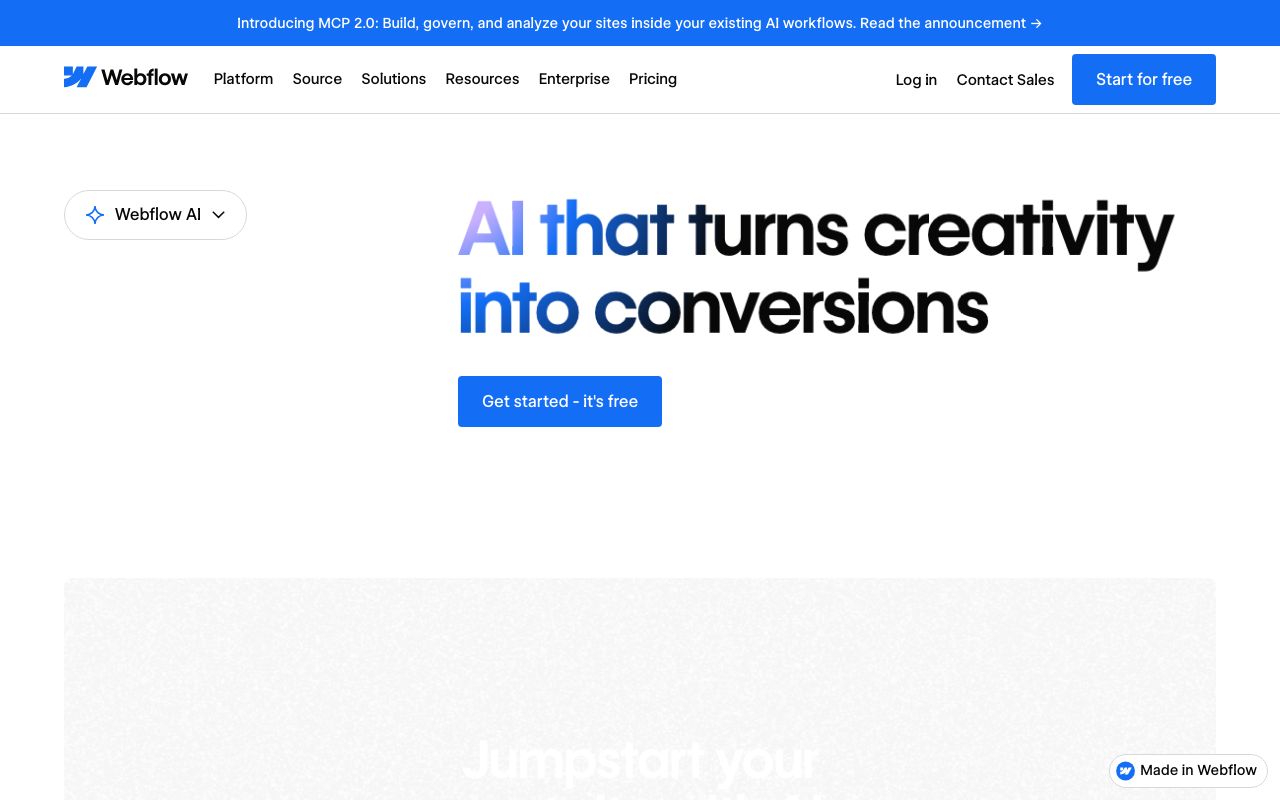 Webflow AIの公式サイト